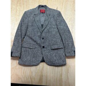 Hugo Boss Men’s Blazer 36S Virgin Wool Blend Tweed Altered Sleeves Two Button